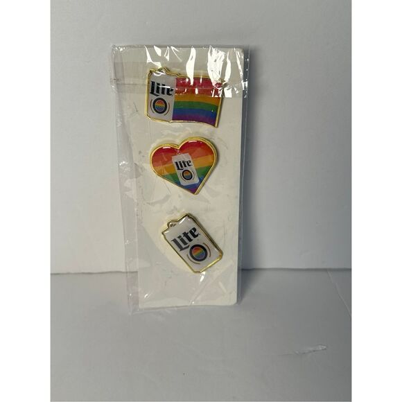 Miller Lite Pride LGBT Rainbow Pins pack of 3 NEW - Picture 1 of 5